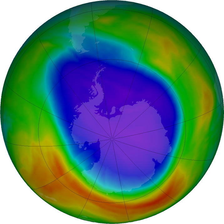 Antarctic ozone map for 30 September 2023